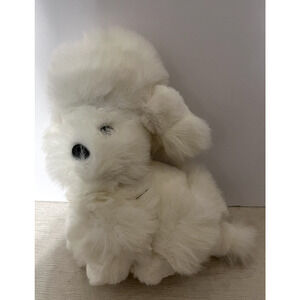 White Poodle Puppy Dog Plush Arts Toys Vintage 1990 Korea stuffed animal 10"